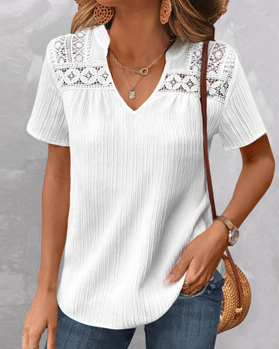 Elsbeth - T-shirt col V uni