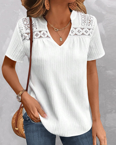 Elsbeth - T-shirt col V uni