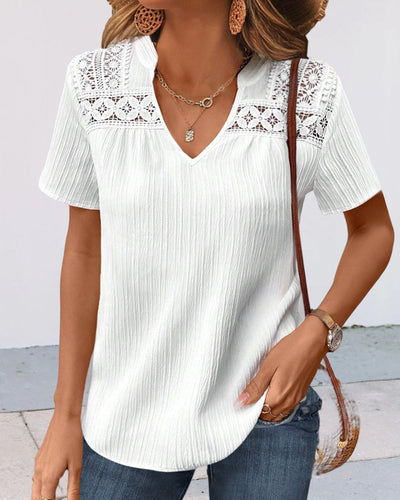 Elsbeth - T-shirt col V uni