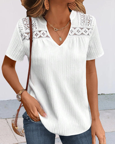 Elsbeth - T-shirt col V uni