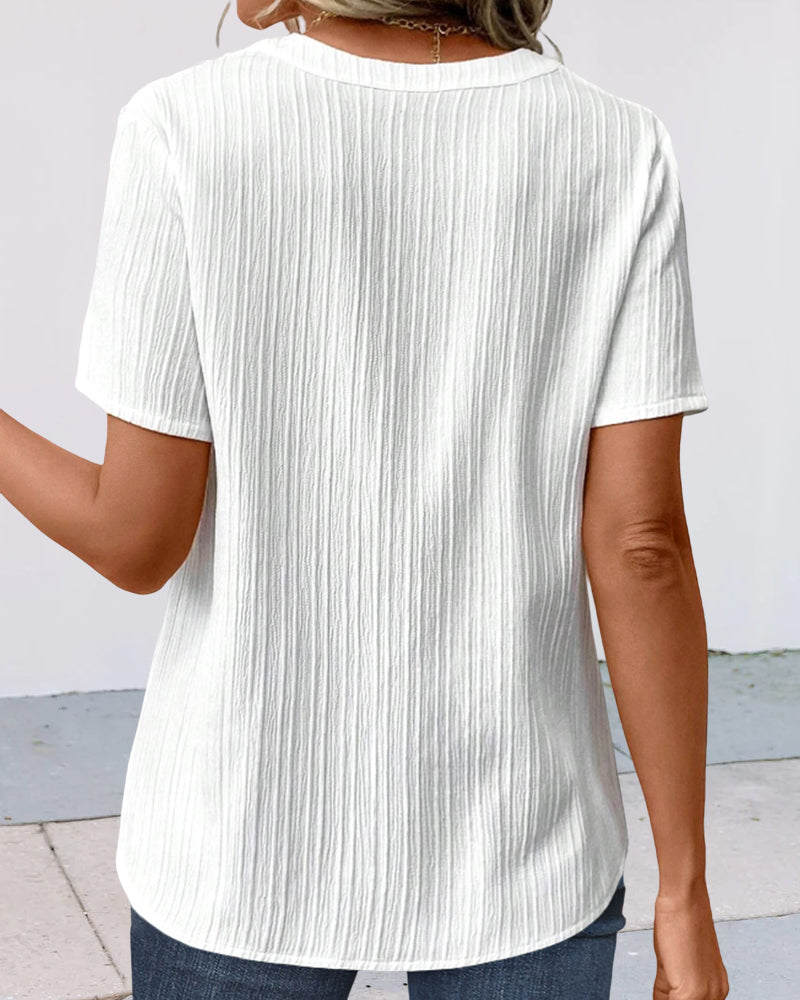 Elsbeth - T-shirt col V uni