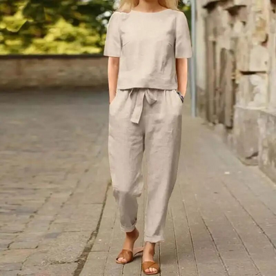 Leonie -  Parure de lin deux pièces pour femmes, élégante et confortable