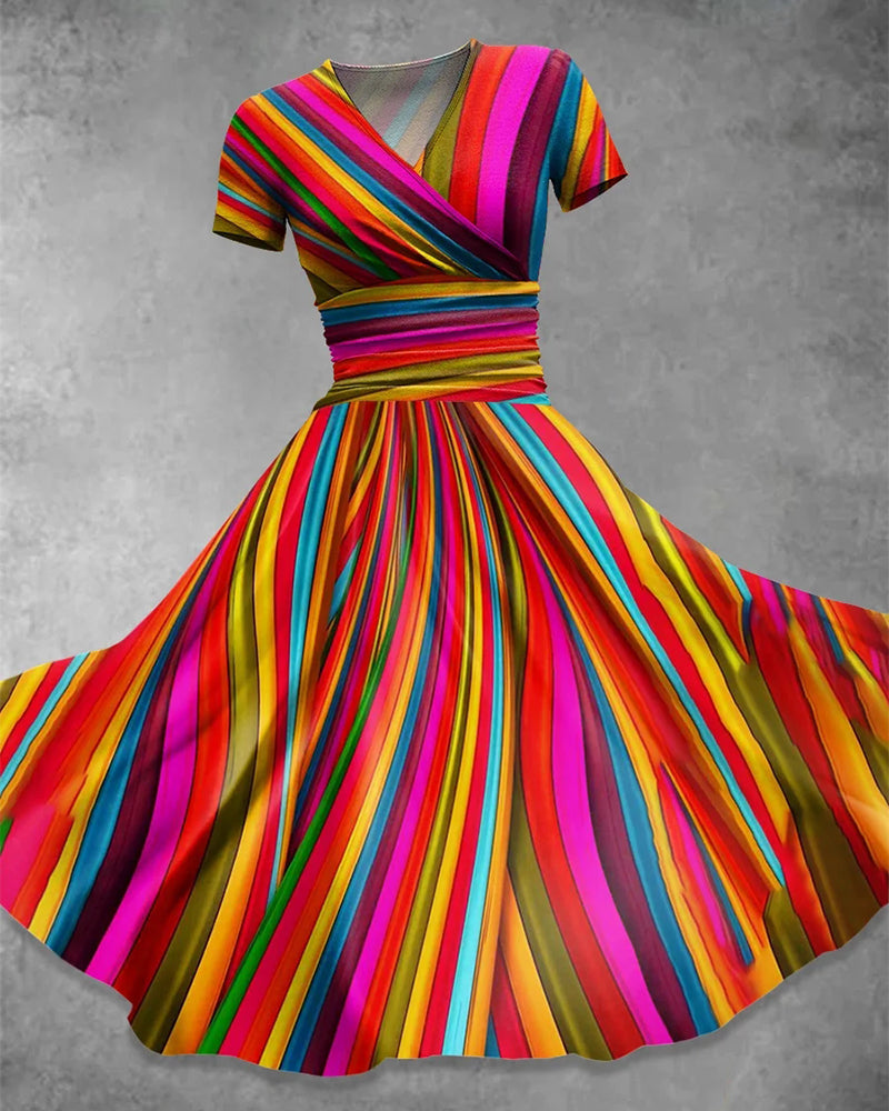 Kori - Robe au design coloré et élégant, avec décolleté en V