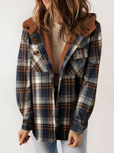 Capucine - Manteau à capuche en tissu écossais