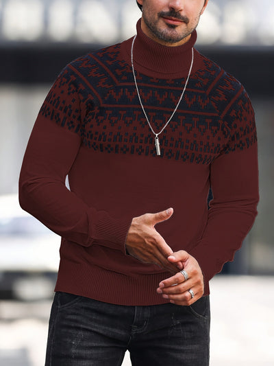 Kason - Classic Nordic Pull à col roulé pour hommes