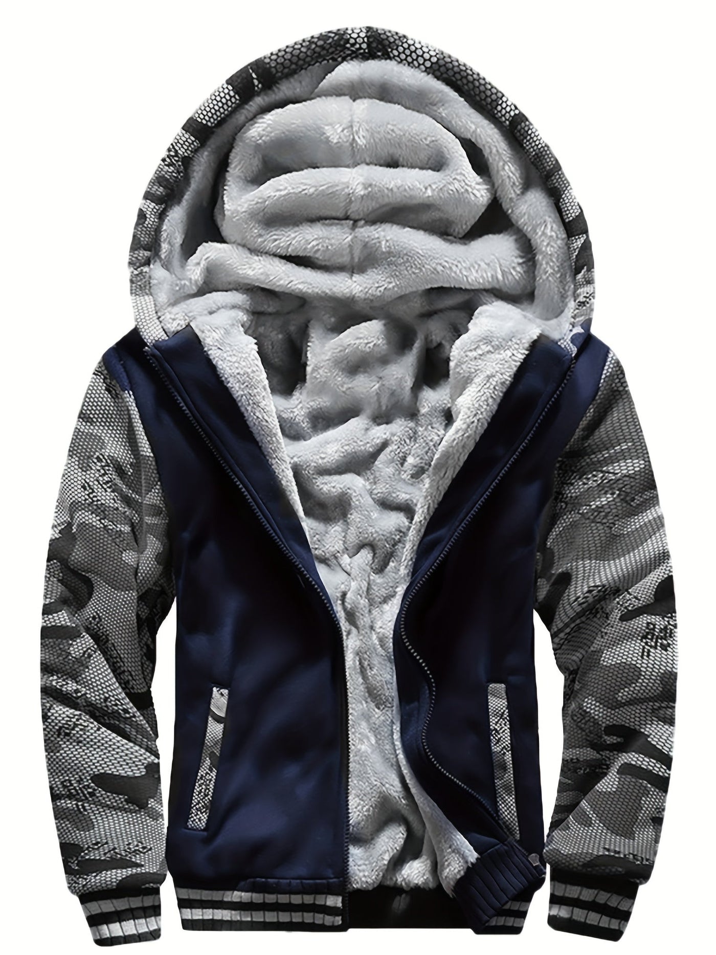 Veste Polaire Chaude à Capuche Décontractée pour Hommes