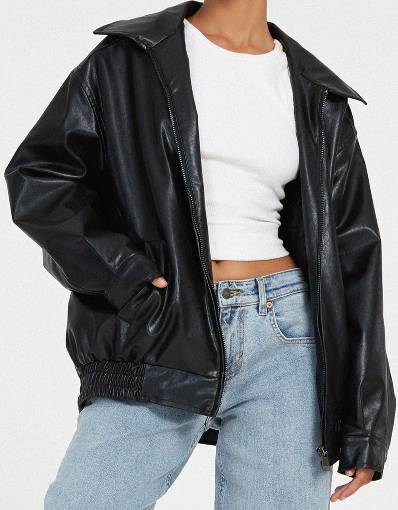 Adley - Veste en cuir ample pour femme