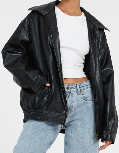 Adley - Veste en cuir ample pour femme