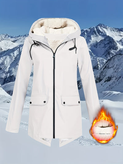 Veste à capuche zippée à poches rabattues pour femmes