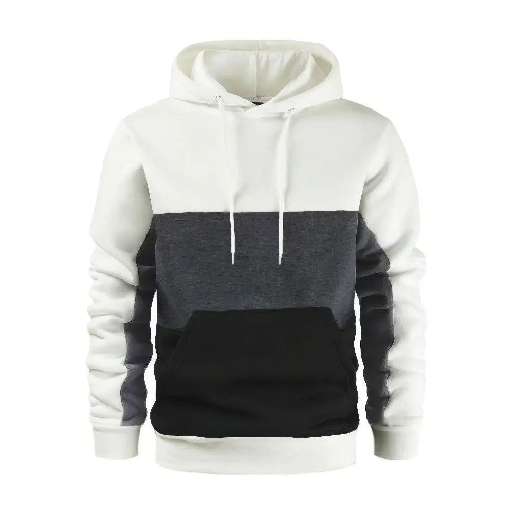 Adonis - Sweat à capuche casual en molleton patchwork pour homme
