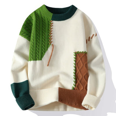 Justin - Pull à col roulé patchwork pour homme