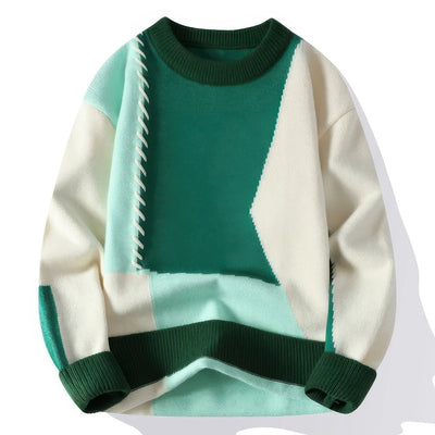 Justin - Pull à col roulé patchwork pour homme