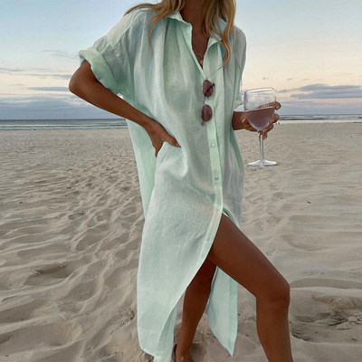 Zoya - Robe Chemise Fentes Hautes Et Détails Boutons