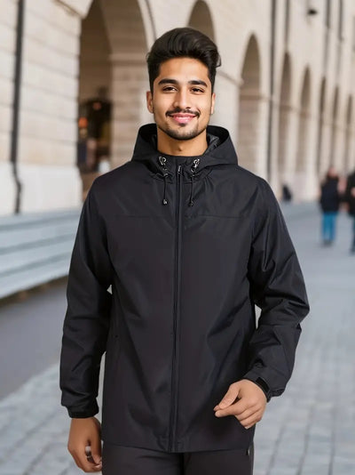 Leland - Coupe-vent léger et imperméable pour hommes - Veste d'extérieur avec capuche pour l'automne/hiver