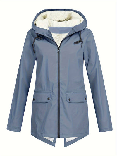 Veste à capuche zippée à poches rabattues pour femmes