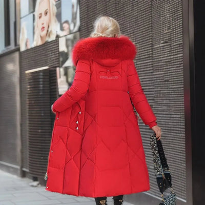 Jaliyah - Long manteau d'hiver avec bonnet de fourrure