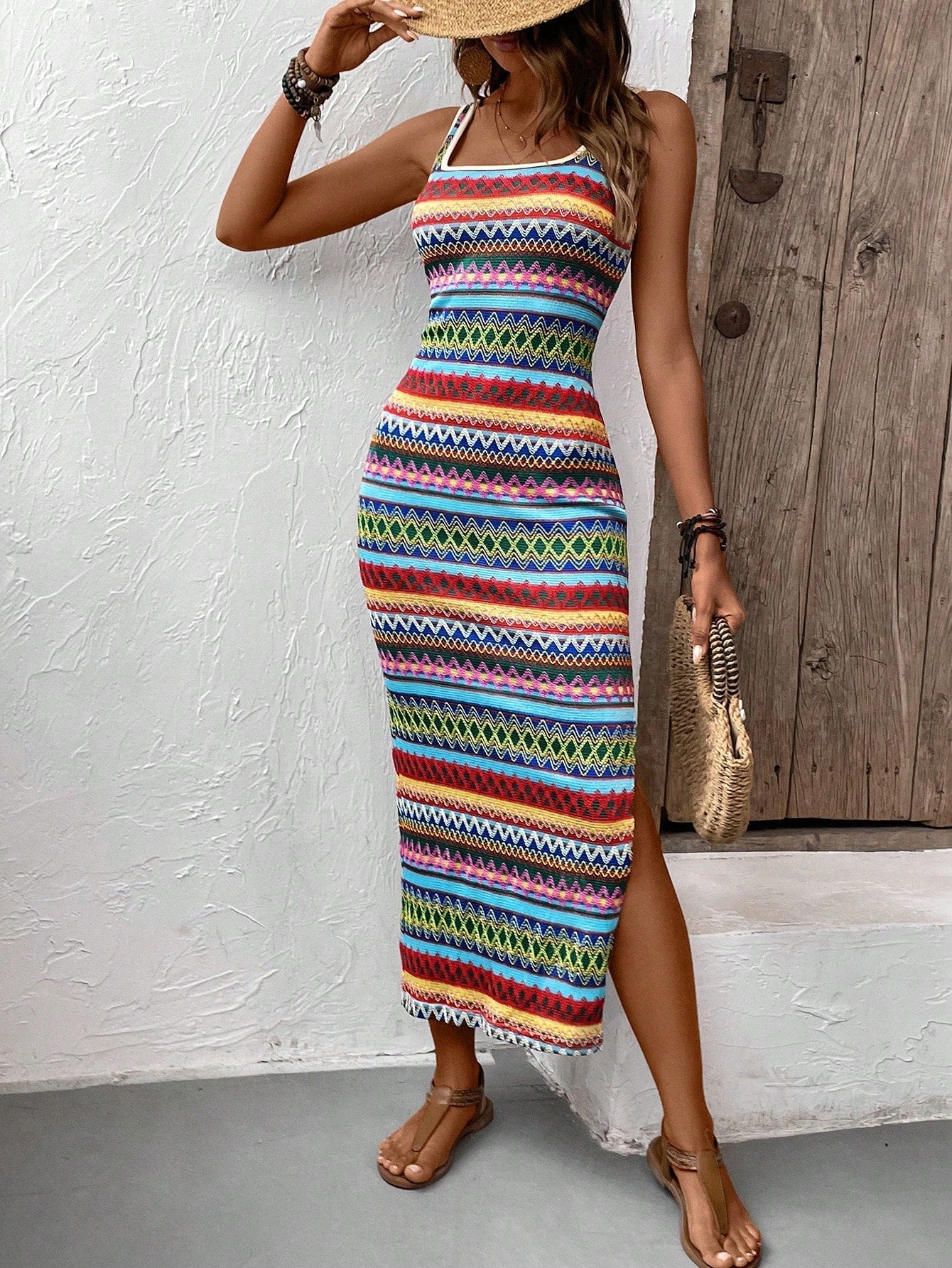 Lyndsea | Robe Longue à Rayures Sans Manches pour Femme