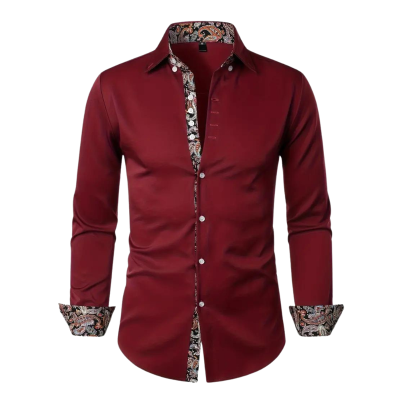 Yves | Chemise Habillée pour Hommes avec Détails à Imprimé Paisley – Tissu à Doux Mélange