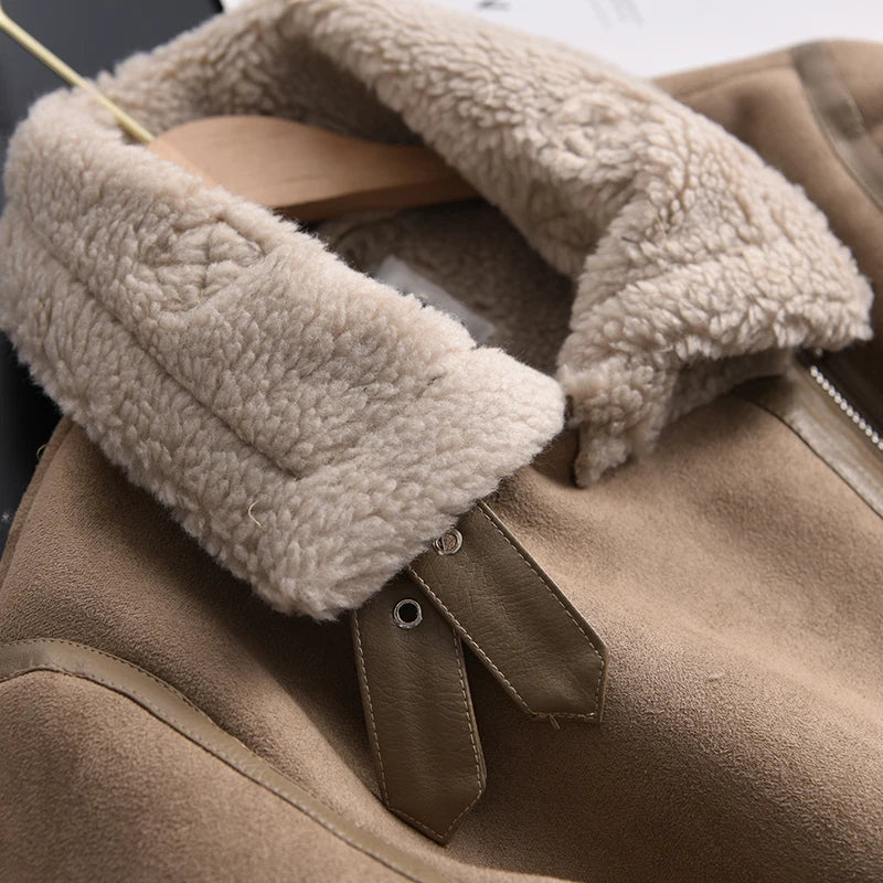 Manteau d'hiver en daim Olivia - Chaud et élégant