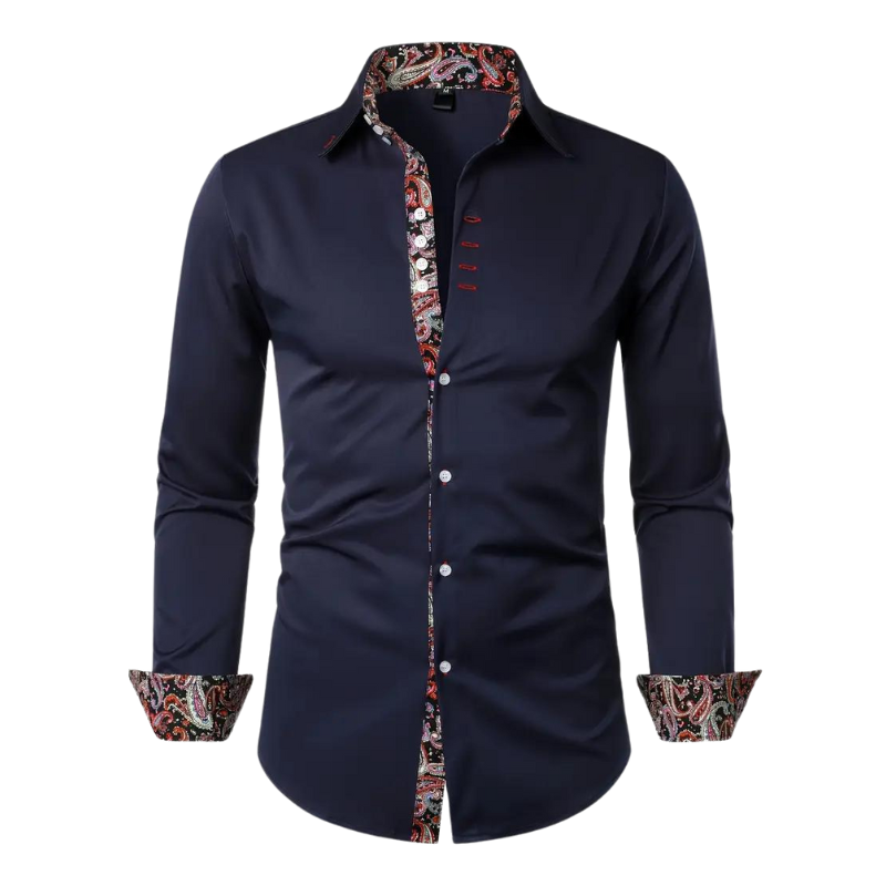 Yves | Chemise Habillée pour Hommes avec Détails à Imprimé Paisley – Tissu à Doux Mélange
