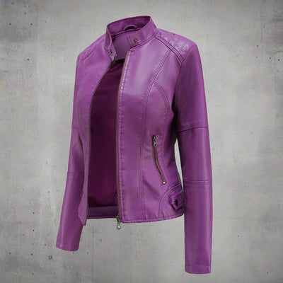 Ainara - Veste en cuir élégante dans des couleurs automnales avec poches zippées