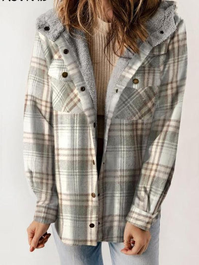 Capucine - Manteau à capuche en tissu écossais