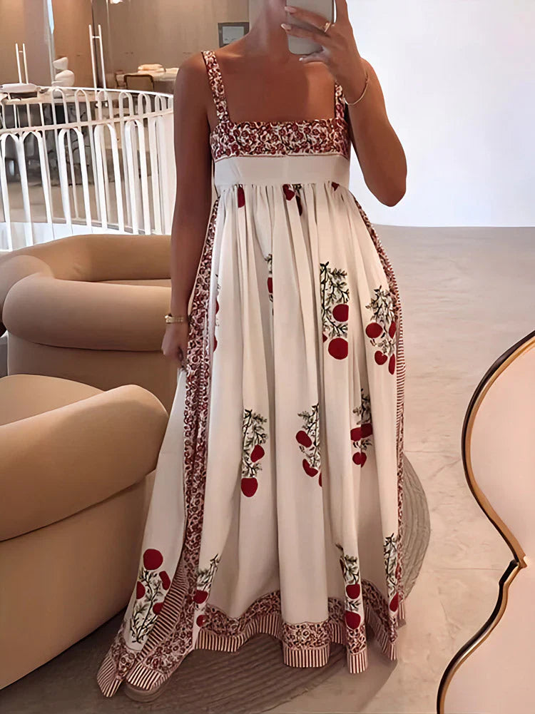 JUNO | Robe Maxi à Col Carré Floral