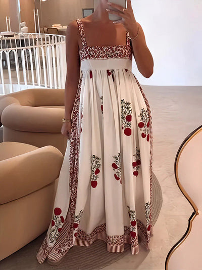 JUNO | Robe Maxi à Col Carré Floral