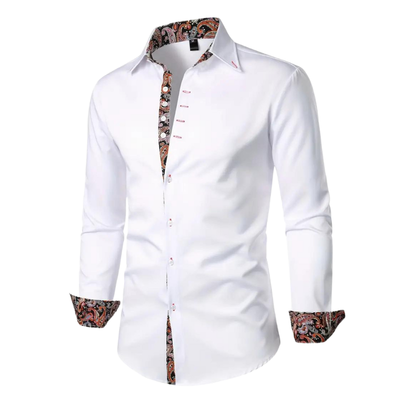 Yves | Chemise Habillée pour Hommes avec Détails à Imprimé Paisley – Tissu à Doux Mélange