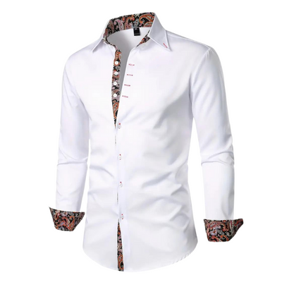 Yves | Chemise Habillée pour Hommes avec Détails à Imprimé Paisley – Tissu à Doux Mélange