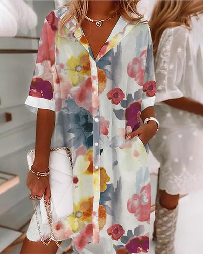 Antonella - Robe chemise décontractée à manches mi-longues