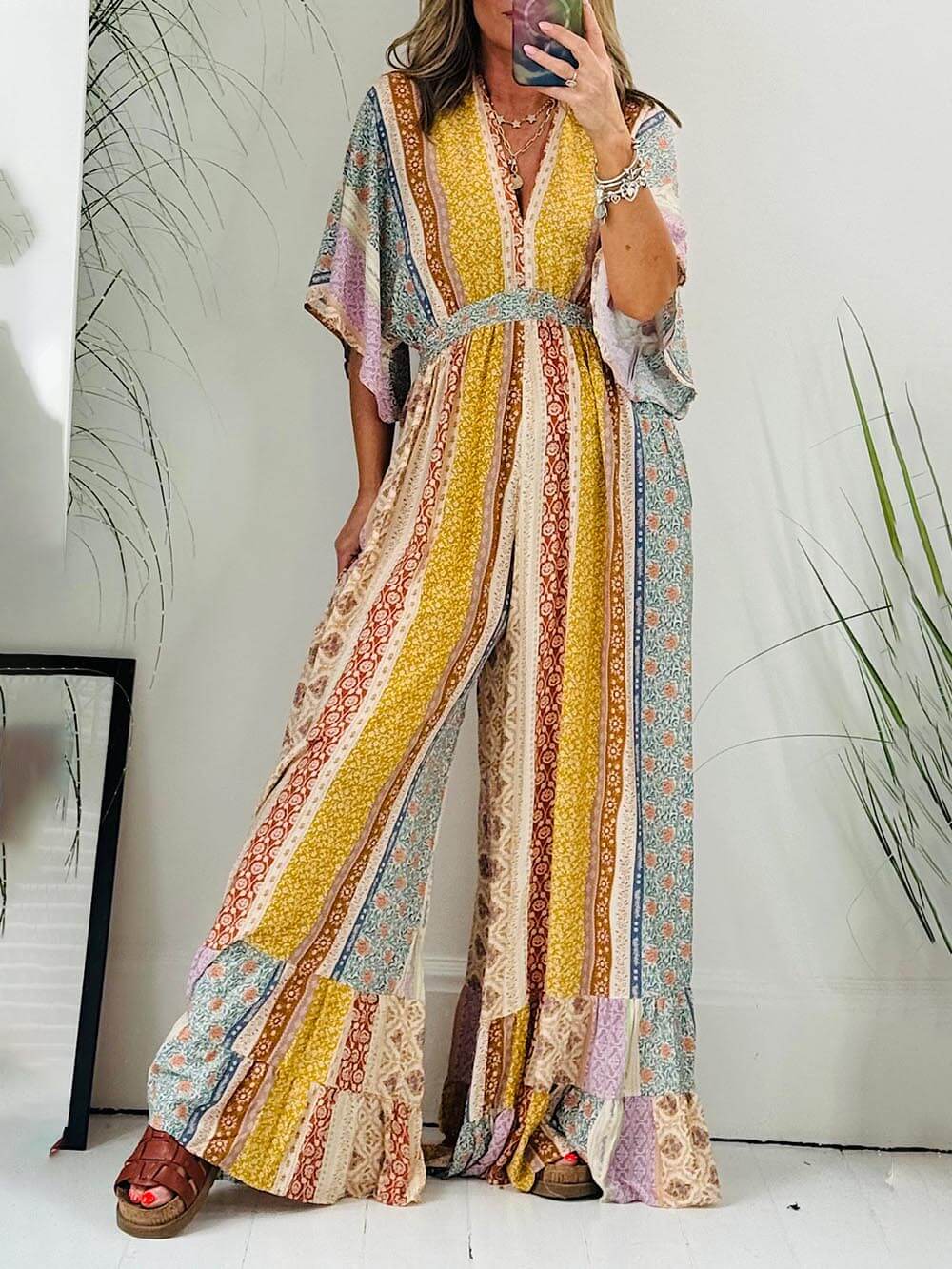 Giuseppina | Summer Printed Wide-Leg Jumpsuit for Women