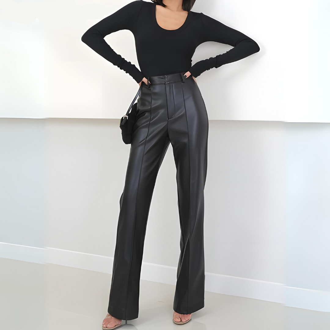 Zirelia | Femme Pantalon Noir Taille-Haute
