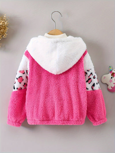 Nora - Manteau d'hiver à imprimé léopard avec doublure en polaire pour filles