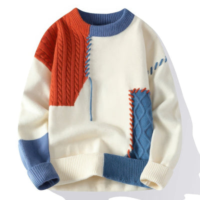 Justin - Pull à col roulé patchwork pour homme