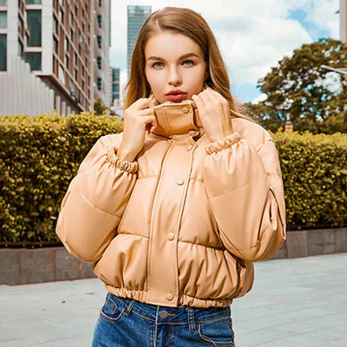 Amelia - Veste parka d'hiver en cuir épais