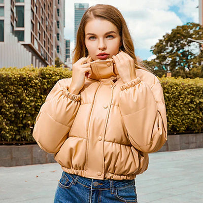Amelia - Veste parka d'hiver en cuir épais