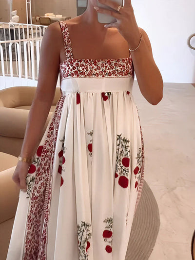 JUNO | Robe Maxi à Col Carré Floral