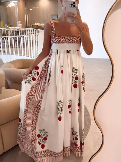 JUNO | Robe Maxi à Col Carré Floral