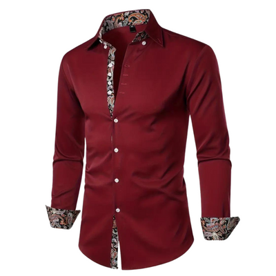Yves | Chemise Habillée pour Hommes avec Détails à Imprimé Paisley – Tissu à Doux Mélange