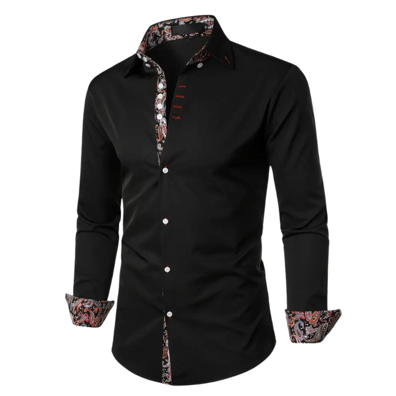 Yves | Chemise Habillée pour Hommes avec Détails à Imprimé Paisley – Tissu à Doux Mélange