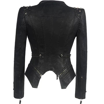 Veste en Cuir Femme Classique Élégante en Cuir Véritable