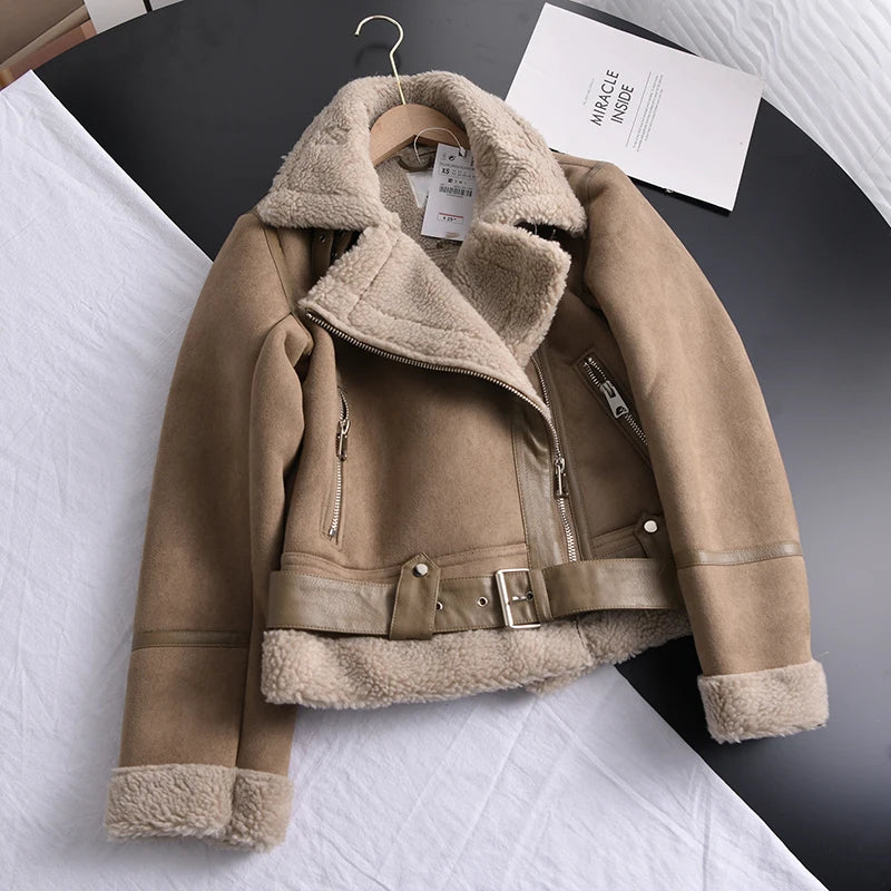 Manteau d'hiver en daim Olivia - Chaud et élégant