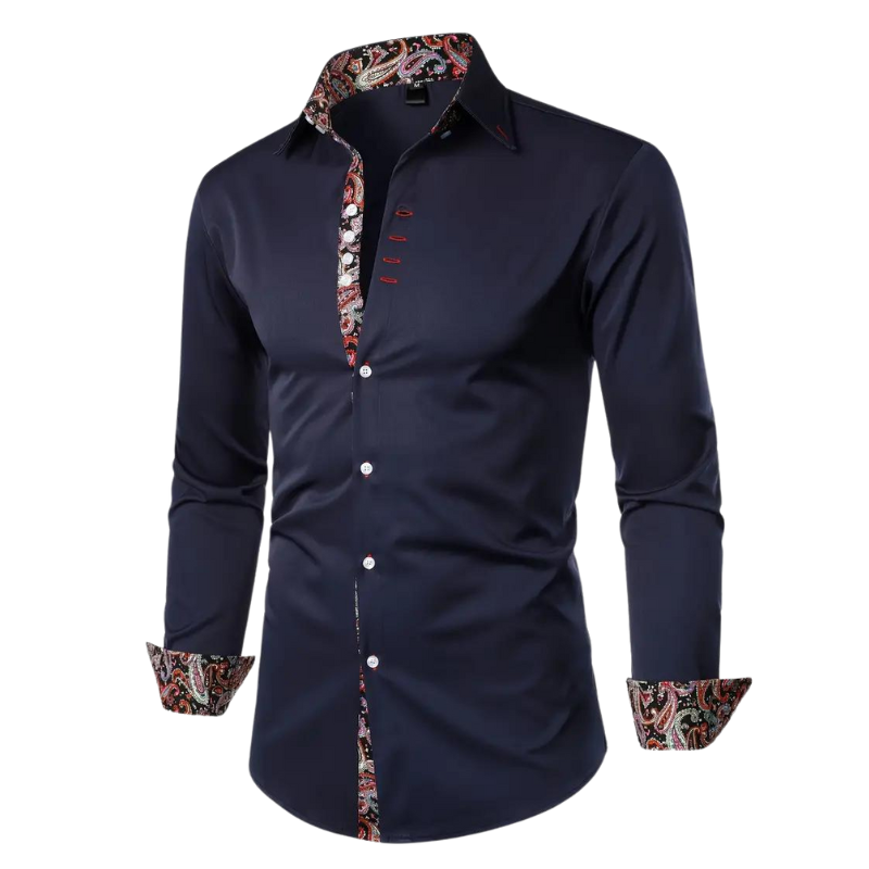 Yves | Chemise Habillée pour Hommes avec Détails à Imprimé Paisley – Tissu à Doux Mélange