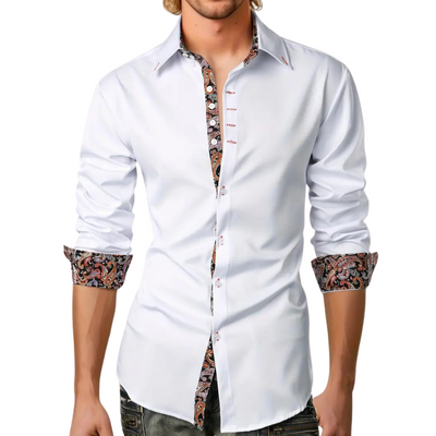 Yves | Chemise Habillée pour Hommes avec Détails à Imprimé Paisley – Tissu à Doux Mélange