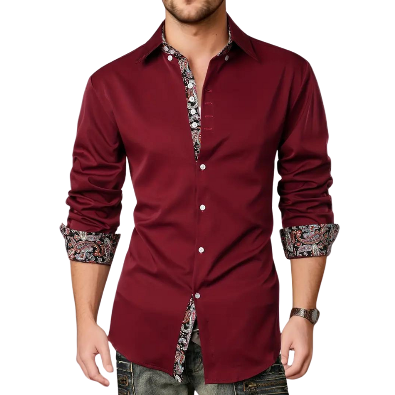 Yves | Chemise Habillée pour Hommes avec Détails à Imprimé Paisley – Tissu à Doux Mélange