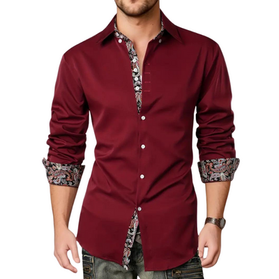 Yves | Chemise Habillée pour Hommes avec Détails à Imprimé Paisley – Tissu à Doux Mélange
