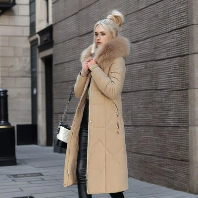 Jaliyah - Long manteau d'hiver avec bonnet de fourrure