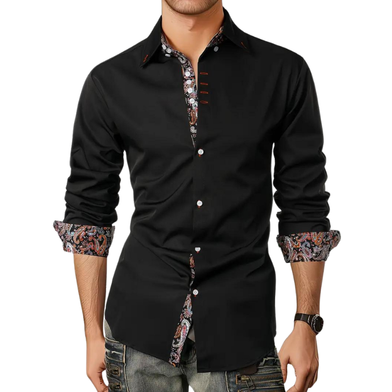 Yves | Chemise Habillée pour Hommes avec Détails à Imprimé Paisley – Tissu à Doux Mélange