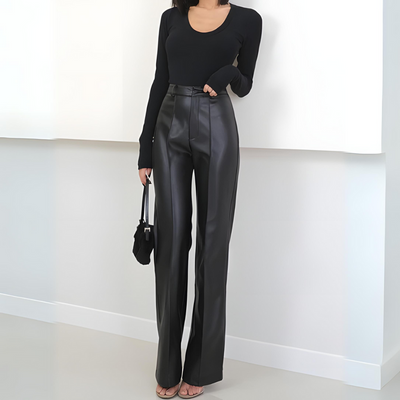 Zirelia | Femme Pantalon Noir Taille-Haute